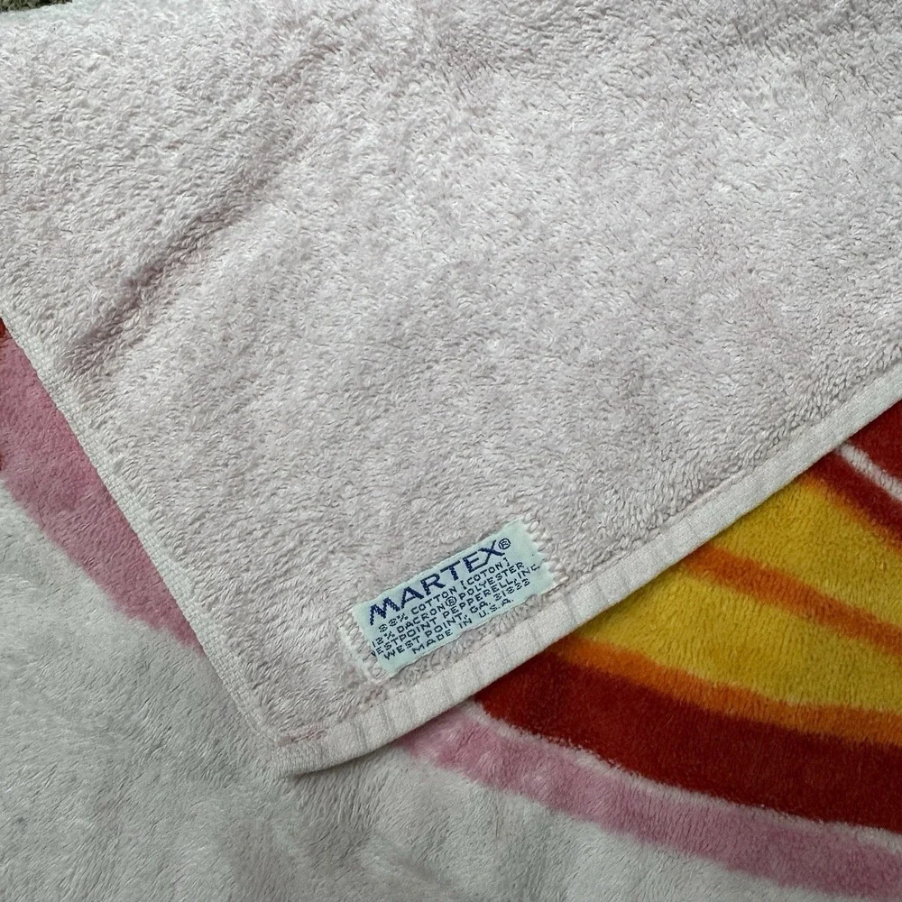 2 Vintage 1970s Hanae Mori Butterfly Towel Martex USA Pink Bathroom
